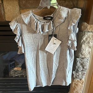 DSQUARED2 Heather Gray Ruffle Blouse